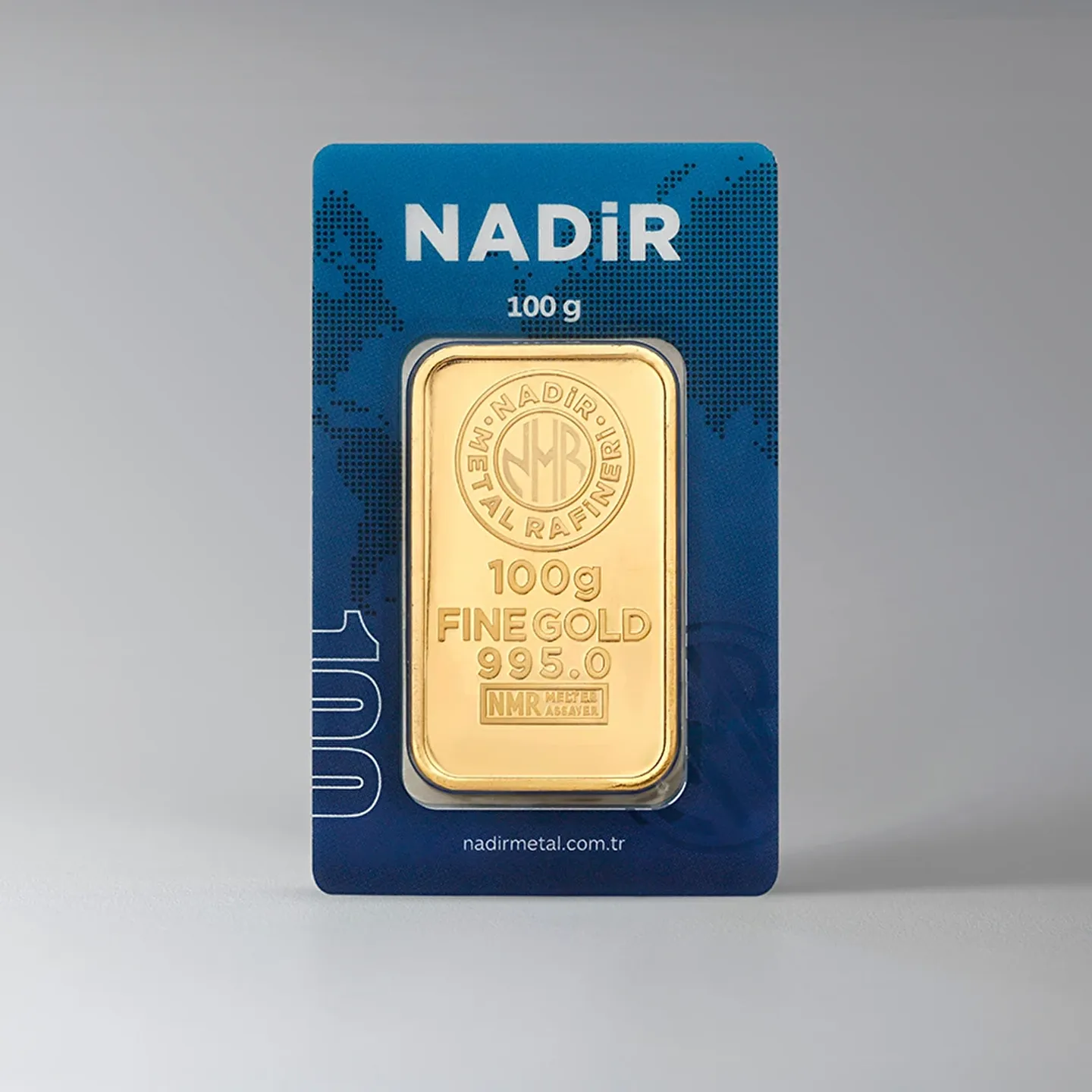 100 Gr Külçe Altın — Nadir Metal Rafineri 995.0 milyem sertifikalı külçe altın
